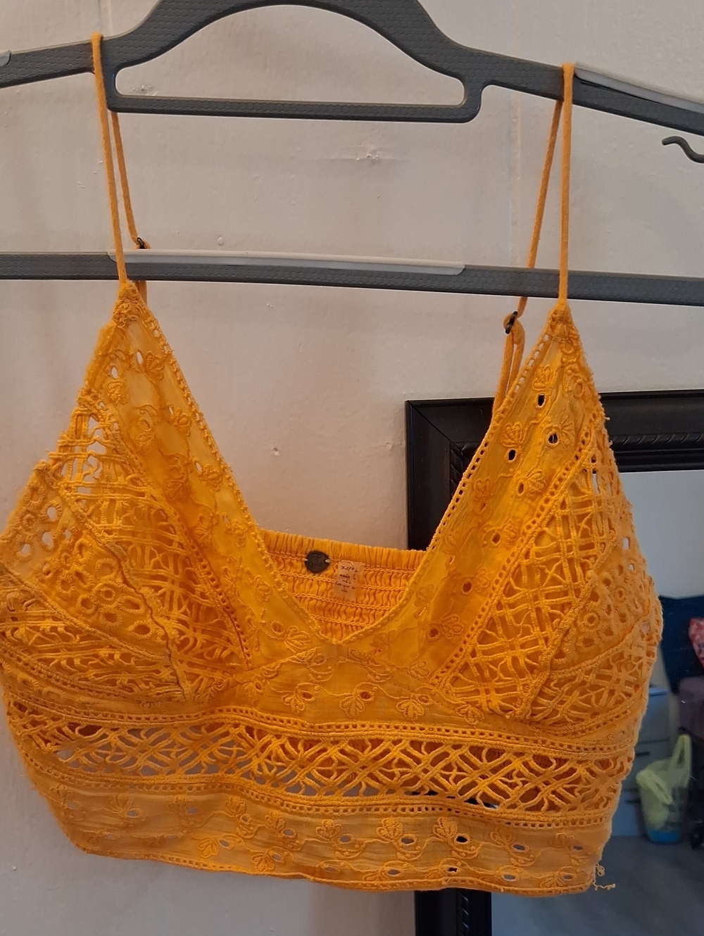 FP One Sunshine Yellow Gold Lace Crochet Bralette Crop Top